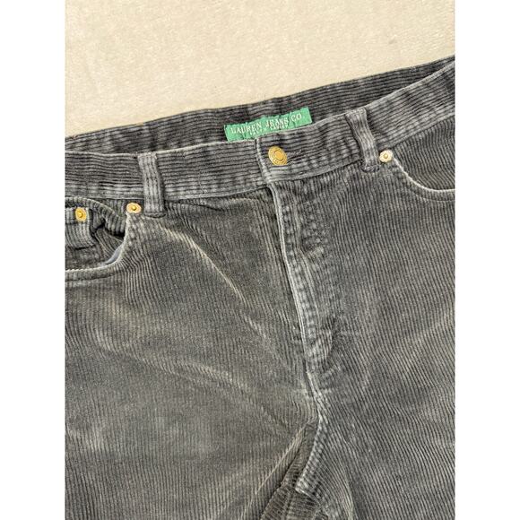 Lauren Ralph Lauren Pant‎ Womens 12 Black Y2K Corduroy Straight Leg Trouser VTG - Picture 1 of 12